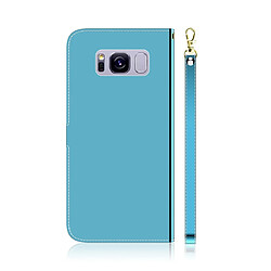 Avis Wewoo Housse Coque Etui à rabat horizontal en surface imitation miroir pour Galaxy S8 + avec porte-cartes et porte-cartesporte-monnaie et lanière Bleu