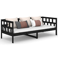 vidaXL Lit de jour sans matelas noir bois de pin massif 90x190 cm