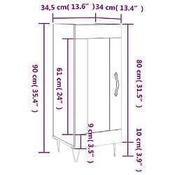 vidaXL Buffet Sonoma gris 34,5x34x90 cm Bois d'ingénierie pas cher