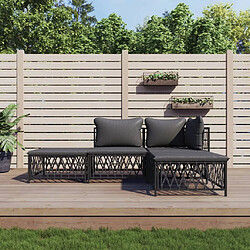 vidaXL Salon de jardin avec coussins 4 pcs anthracite acier