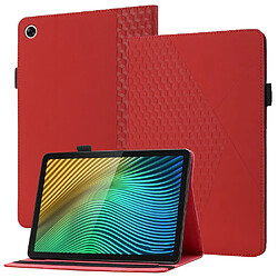 Etui en PU motif à losanges avec porte-cartes, rouge pour votre Realme Pad 10.4 pouces