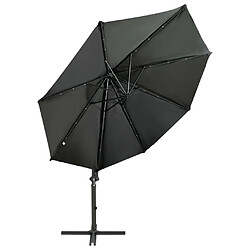 Avis ComfortXL Parasol Déporté Avec Mât Et Lumières LED Anthracite 300 Cm