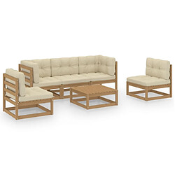 Maison Chic Salon de jardin 6 pcs + coussins - Mobilier/Meubles de jardin - Table et chaises d'extérieur Bois de pin massif -MN77497