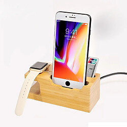 Wewoo Chargeur Base de gestion charge en bambou multi-fonction avec 3 ports USB, pour Apple Watch, iPhone, prise anglaise