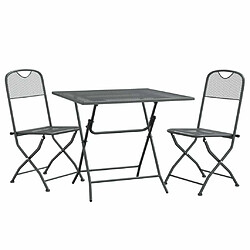 Avis Maison Chic Mobilier à dîner 3 pcs de jardin - Ensemble table et chaises d'extérieur - Salon/Mobilier de jardin classique Maille Métal Anthracite -MN94960