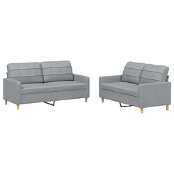 Maison Chic Ensemble de canapés 2 pcs avec coussins, Canapé droit Sofa pour Salon Gris clair Tissu -GKD859877