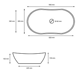 Ecd Germany Lavabo 640x365x130 mm en céramique, y compris kit de vidange sans trop-plein pas cher