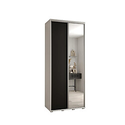 Abiks Meble Armoire DAVOS 3 À Portes Coulissantes 205,2/110/45 2 Portes (Blanc/Noir/Argent)