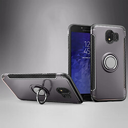 Wewoo Coque Étui de protection magnétique à 360 degrés avec bague de rotation pour Galaxy J4 2018 gris