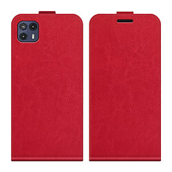 Coque en TPU + PU texture cheval fou avec porte-carte rouge pour votre Motorola Moto G50 5G