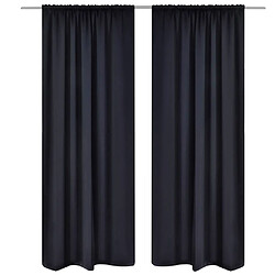 vidaXL 2 pcs Rideau Blackout Occultant Noir Tête à Fente 135 x 245 cm