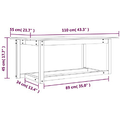 vidaXL Table basse Gris 110x55x45 cm Bois massif de pin pas cher