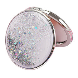 miroir de maquillage double-face de voyage compact miroir grossissant portable argent-rond