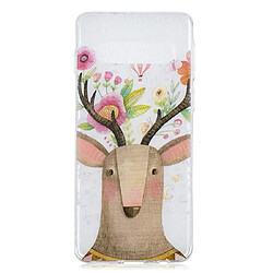 Wewoo Coque Fashion Etui de protection en TPU peint pour Galaxy S10 Cerf des fleurs