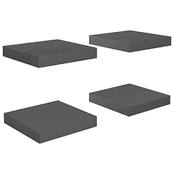 Maison Chic Lot de 4 Étagère murale flottante,Etagère de rangement Gris brillant 23x23,5x3,8 cm MDF -MN91876