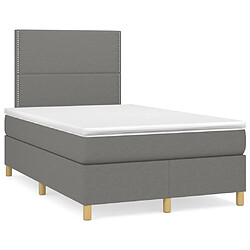 vidaXL Sommier à lattes de lit avec matelas Gris foncé 120x200cm Tissu