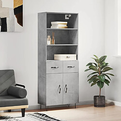 vidaXL Buffet haut Gris béton 69,5x34x180 cm Bois d'ingénierie