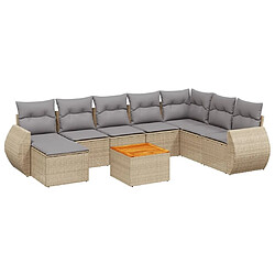 Maison Chic Salon de jardin avec coussins 9 pcs | Ensemble de Table et chaises | Mobilier d'Extérieur beige résine tressée -GKD27915