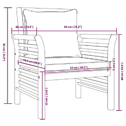 vidaXL Chaises de canapé et coussins blanc crème lot de 2 Bois acacia pas cher