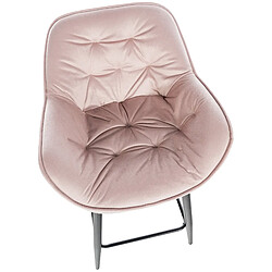 Avis Decoshop26 Tabouret de bar chaise haute x1 assise effet capitonnée en velours rose et métal noir 10_0004889