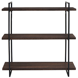 Acheter Mendler Etagère murale HWC-K78, étagère suspendue Schweberegal, 3 étagères en bois massif Industrial 60x60x18cm ~ brun foncé, métal noir