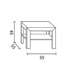 Acheter Pegane Table basse rectangulaire avec étagère en pin massif coloris cerisier - Longueur 55 x Profondeur 55 x Hauteur 45 cm