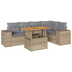 vidaXL Salon de jardin avec coussins 6 pcs beige résine tressée