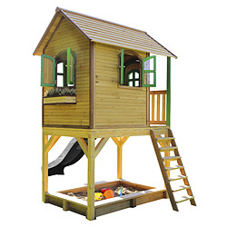 Acheter AXI Sarah Maison Enfant avec Bac à Sable & Toboggan gris | Aire de Jeux pour l'extérieur en marron & VERT | Maisonnette / Cabane de Jeu en Bois FSC