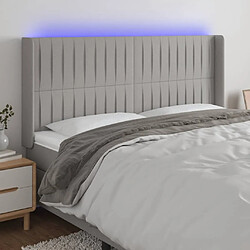 vidaXL Tête de lit à LED Gris clair 203x16x118/128 cm Tissu