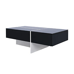 ComfortXL Table basse hautement brillante avec LED, noir et blanc, 100x50x34,5 cm