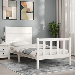 Avis Maison Chic Cadre/structure de lit et tête de lit pour adulte - Lit Moderne Chambre blanc 100x200 cm bois massif -MN56837