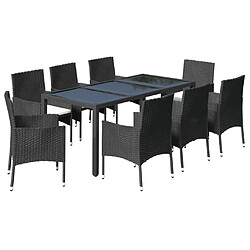 Avis Maison Chic Mobilier à dîner 9 pcs de jardin avec coussins - Ensemble table et chaises d'extérieur - Salon/Mobilier de jardin classique noir résine tressée -MN56764