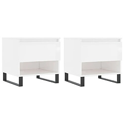 Maison Chic Lot de 2 Tables basses,Table Console pour salon blanc brillant 50x46x50cm bois d'ingénierie -MN49806