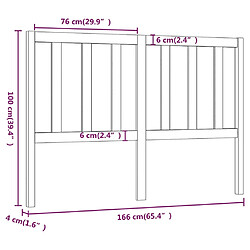 Acheter vidaXL Tête de lit Marron miel 166x4x100 cm Bois massif de pin