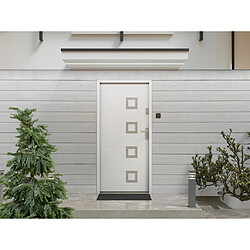 Vente-Unique Porte d'entrée en acier pleine et inox H207 x L100 cm blanc - poussant gauche - TIFANA