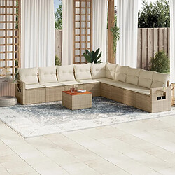 Maison Chic Salon de jardin avec coussins 10 pcs | Ensemble de Table et chaises | Mobilier d'Extérieur beige résine tressée -GKD28915