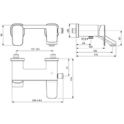 Ideal Standard - Mitigeur bain-douche mural saillie 175 mm chromé - TONIC II