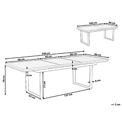 Avis Beliani Table de jardin 180/240 x 90 cm Métal Blanc VALCANETTO