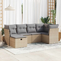 vidaXL Salon de jardin avec coussins 6 pcs beige résine tressée