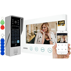 EURA VDP-90A3 Delta+ Interphone vidéo 4 Fils avec écran Couleur de 7 Pouces, 2 entrées, WiFi, chiffrement, Lecteur de proximité, AHD, Tuya, Wiess