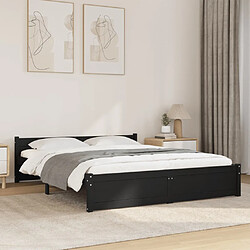 vidaXL Cadre de lit sans matelas noir bois massif 150x200 cm