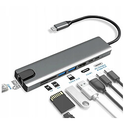 GUPBOO Adaptateur Hub 8IN1 USB-C 3.0 HDMI 4K RJ45 SD/TF PD,JL2804