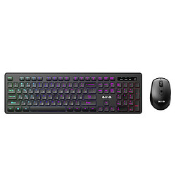 Aula AC208 3 en 1 2,4 G sans fil Combo clavier RVB (EN/RU), souris, tapis de souris noir