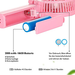 Avis mini ventilateur portatif pliable USB-rose (1200mAh sans base)Ameublement