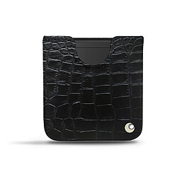 Pochette cuir Samsung Galaxy Z Flip - Pochette - Crocodile nero ( Noir / Black) - NOREVE