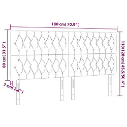 vidaXL Tête de lit à LED Noir 180x7x118/128 cm Velours pas cher