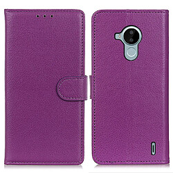 Etui en PU texture litchi avec support, violet pour votre Nokia C30