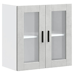 vidaXL Armoire murale de cuisine avec porte en verre Porto gris béton