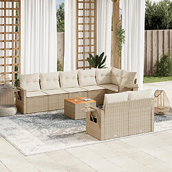 Maison Chic Salon de jardin avec coussins 9 pcs | Ensemble de Table et chaises | Mobilier d'Extérieur beige résine tressée -GKD27829