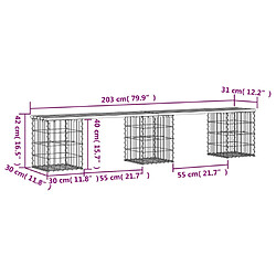 vidaXL Banc de jardin design gabion 203x31x42cm bois massif de douglas pas cher